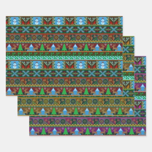 Weihnachtsfeiertag Gezwitschter-Muster Rentiere Geschenkpapier Set (Set)