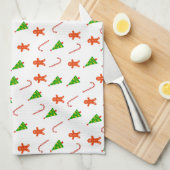 Weihnachtsfeiertag Gingerbread Man Candy Cane Tree Geschirrtuch (Viertel Falte)