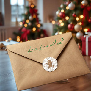 Weihnachtsfeiertag Gingerbrot Mann und Schneeflock Runder Aufkleber