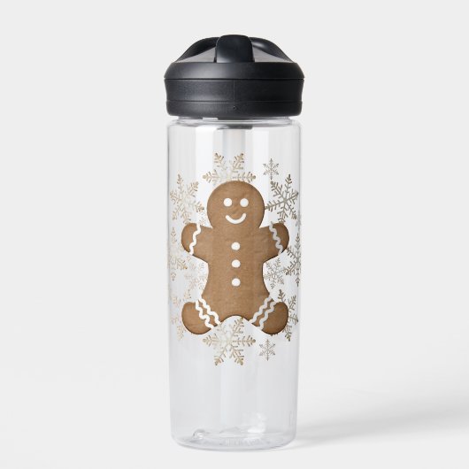 Weihnachtsfeiertag Gingerbrot Mann und Schneeflock Trinkflasche (Vorderseite)