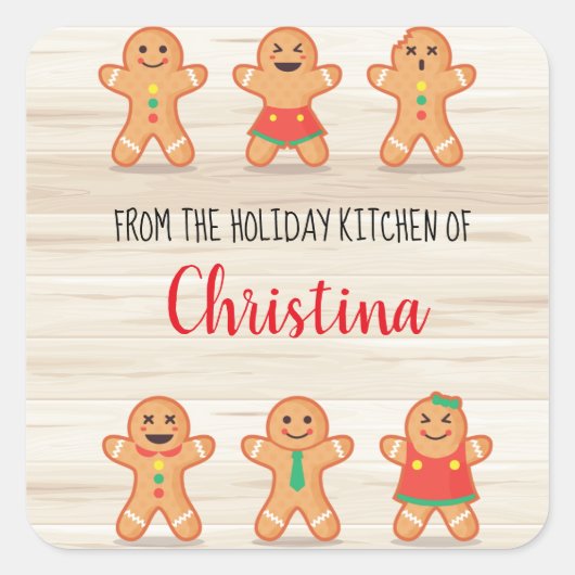 Weihnachtsfeiertag Gingerbrot Quadratischer Aufkleber (Vorderseite)