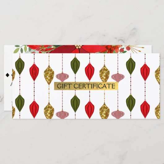 Weihnachtsfeiertag Glam Ornamente Geschenkgutschei (Vorne/Hinten)