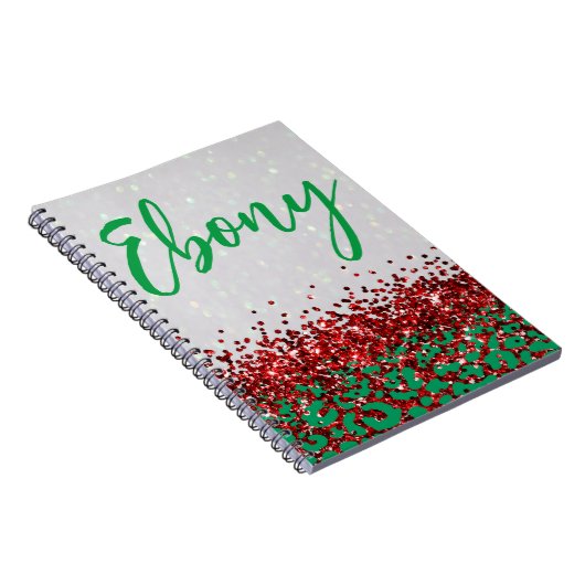 Weihnachtsfeiertag Glitzer Leopard Print Notizblock (Rechte Seite)