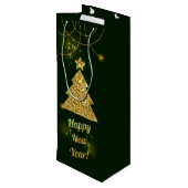 Weihnachtsfeiertag Glitzer Sparkle Geschenktüte Für Weinflaschen (Rückseite Schrägansicht)