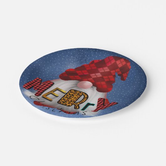 Weihnachtsfeiertag Gnome Pappteller (Schrägansicht)