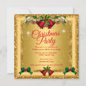 Weihnachtsfeiertag Gold Roter Glitzer Foto Einladung (Vorderseite)