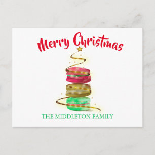 Weihnachtsfeiertag Gold Tree Farbenfrohe Macaroons Postkarte