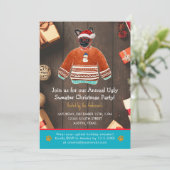 Weihnachtsfeiertag Griffon Dog Ugly Sweater Party Einladung (Stehend Vorderseite)