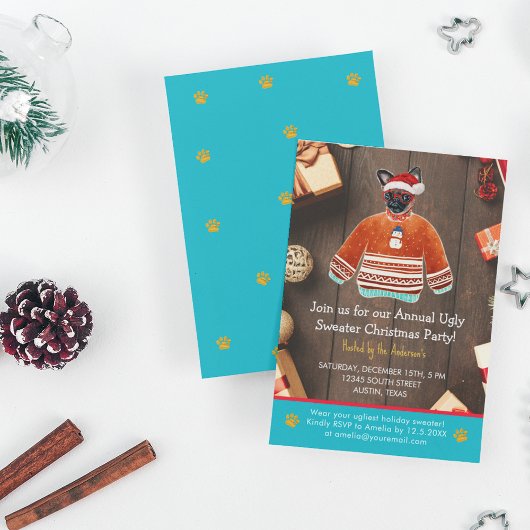 Weihnachtsfeiertag Griffon Dog Ugly Sweater Party Einladung