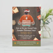 Weihnachtsfeiertag Griffon Dog Ugly Sweater Party Einladung (Stehend Vorderseite)