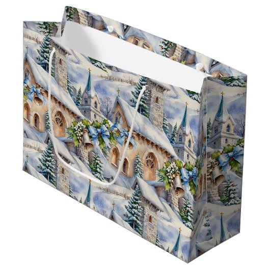 Weihnachtsfeiertag Große Geschenktüte (Vorderseite Schrägansicht)