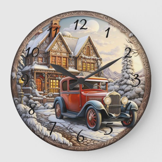 Weihnachtsfeiertag Große Wanduhr (Vorderseite)