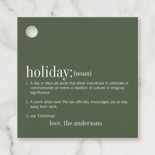 Weihnachtsfeiertag Grün Geschenkanhänger (Vorderseite)