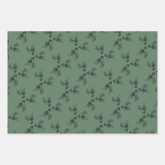 Weihnachtsfeiertag Grün Geschenkpapier Set (Vorderseite 2)