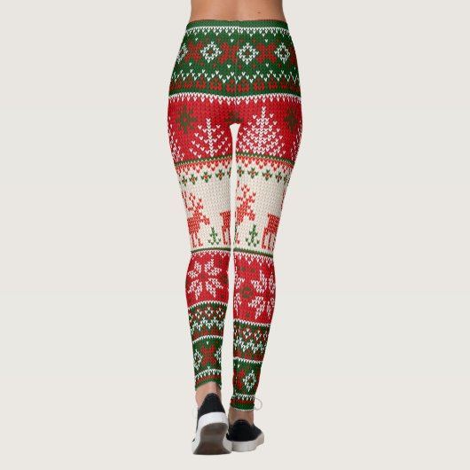 Weihnachtsfeiertag Grün Rot Leggings (Rückseite)