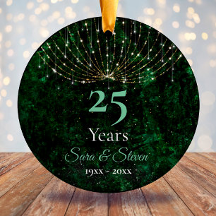 Weihnachtsfeiertag grün silberner Glitzer Keramik Ornament