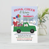 Weihnachtsfeiertag Grüne Party Parade Einladung (Stehend Vorderseite)