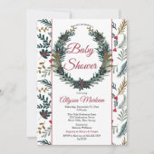 Weihnachtsfeiertag Grüne Wreath Baby Dusche Invi Einladung (Vorderseite)