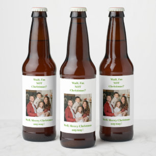 Weihnachtsfeiertag grüner Text Foto Bierflaschenetikett
