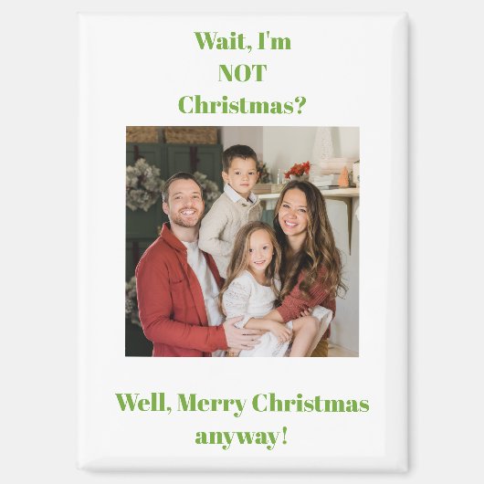 Weihnachtsfeiertag grüner Text Foto Magnet (Vorderseite)