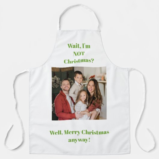Weihnachtsfeiertag grüner Text Foto Schürze (Vorderseite)