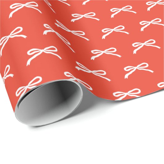 Weihnachtsfeiertag Handgezeichnet Red White Bows Geschenkpapier (Rolleneckpunkt)