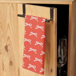 Weihnachtsfeiertag Handgezeichnet Red White Bows Geschirrtuch
