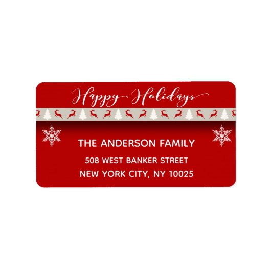 Weihnachtsfeiertag - Happy Holidays Red Deer Adressaufkleber (Vorne)