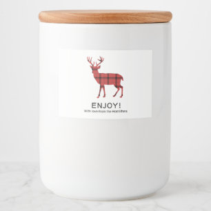 Weihnachtsfeiertag Hirsch Rot Kariert Tartan Muste Lebensmitteletikett