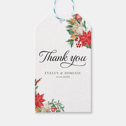 Weihnachtsfeiertag Hochzeitsbudget Danke Geschenkanhänger (Vorderseite)