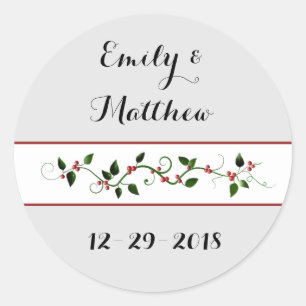 Weihnachtsfeiertag Hochzeitscouch Holly Vine Runder Aufkleber