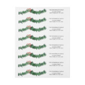 Weihnachtsfeiertag Holly Berries auf Garland Rundum-Adressaufkleber (Bogen)