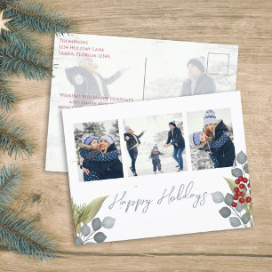 Weihnachtsfeiertag Holly Berries Grüne 4 Foto Feiertagspostkarte