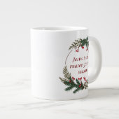 Weihnachtsfeiertag Holly Berry Wreath Jumbo-Tasse (Vorderseite Rechts)