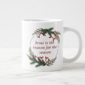 Weihnachtsfeiertag Holly Berry Wreath Jumbo-Tasse (Rechts)