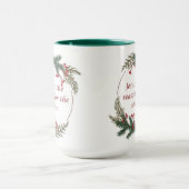 Weihnachtsfeiertag Holly Berry Wreath Tasse (Zentrum)