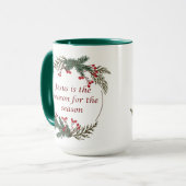 Weihnachtsfeiertag Holly Berry Wreath Tasse (Vorderseite Links)