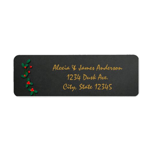 Weihnachtsfeiertag Holly Chalkboard Address Labels (Vorne)