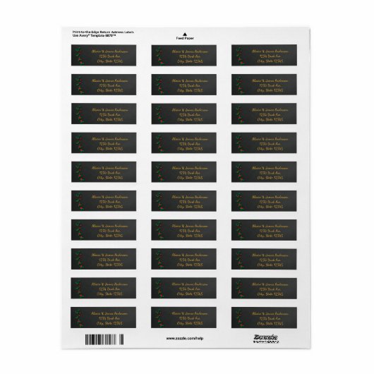 Weihnachtsfeiertag Holly Chalkboard Address Labels (Vorne)