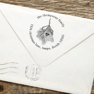 Weihnachtsfeiertag Holly Grüne Rücksendeadresse Permastempel