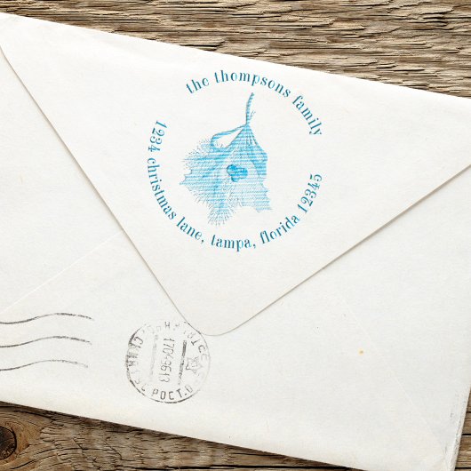 Weihnachtsfeiertag Holly Grüne Rücksendeadresse Permastempel