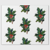 Weihnachtsfeiertag Holly Wrapping Paper Geschenkpapier (Flach)