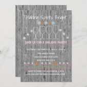 Weihnachtsfeiertag Holz Hintergrund Schneeflocke P Einladung (Vorne/Hinten)