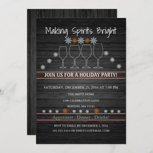 Weihnachtsfeiertag Holz Hintergrund Schneeflocke P Einladung (Vorne/Hinten)