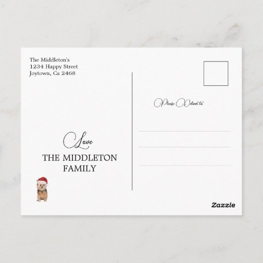 Weihnachtsfeiertag Hund liebt fröhliche Weihnachts Postkarte (Rückseite)