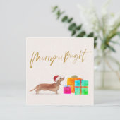 Weihnachtsfeiertag Hund Tan Dackel Gruß (Stehend Vorderseite)