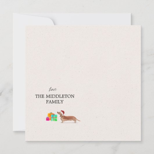 Weihnachtsfeiertag Hund Tan Dackel Gruß (Rückseite)