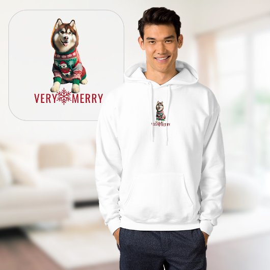 Weihnachtsfeiertag Husky Custom Text Hoodie