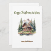 Weihnachtsfeiertag Hütte Bergwald Feiertagskarte (Vorne/Hinten)