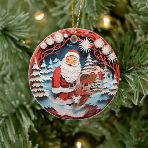Weihnachtsfeiertag im 3D-Stil Keramik Ornament